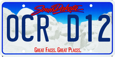 SD license plate 0CRD12
