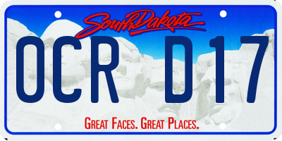 SD license plate 0CRD17