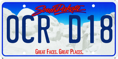 SD license plate 0CRD18