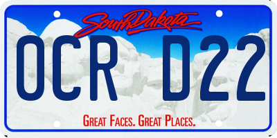 SD license plate 0CRD22