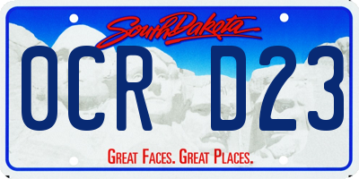 SD license plate 0CRD23