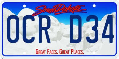 SD license plate 0CRD34