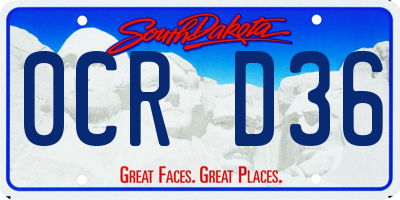 SD license plate 0CRD36