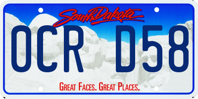 SD license plate 0CRD58