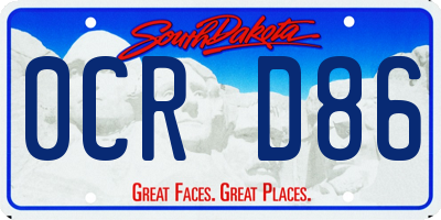 SD license plate 0CRD86