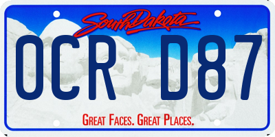 SD license plate 0CRD87