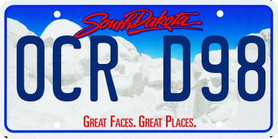 SD license plate 0CRD98