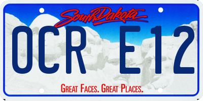 SD license plate 0CRE12