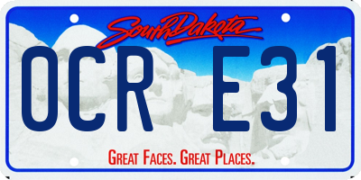 SD license plate 0CRE31