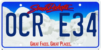 SD license plate 0CRE34