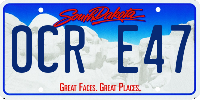 SD license plate 0CRE47