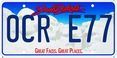 SD license plate 0CRE77