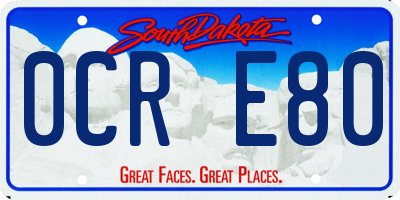 SD license plate 0CRE80