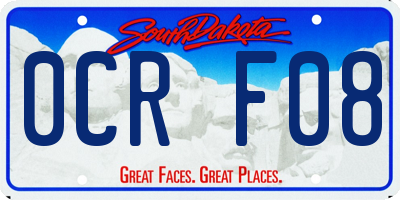 SD license plate 0CRF08