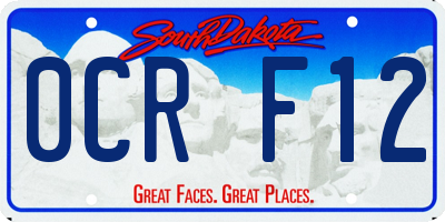 SD license plate 0CRF12