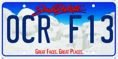 SD license plate 0CRF13