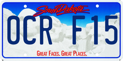 SD license plate 0CRF15