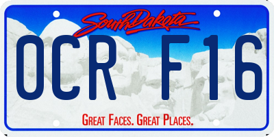 SD license plate 0CRF16
