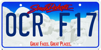 SD license plate 0CRF17
