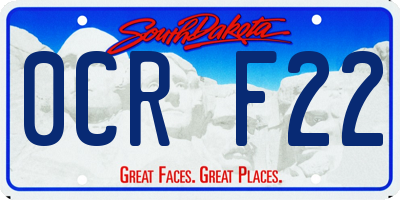 SD license plate 0CRF22
