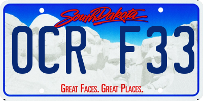 SD license plate 0CRF33