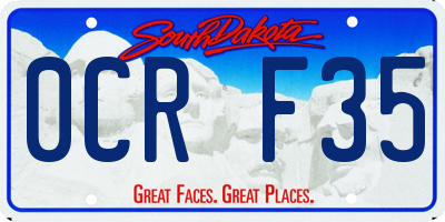 SD license plate 0CRF35