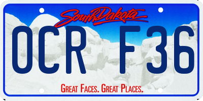 SD license plate 0CRF36