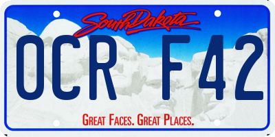 SD license plate 0CRF42