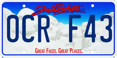 SD license plate 0CRF43