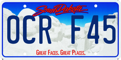 SD license plate 0CRF45