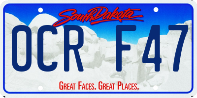 SD license plate 0CRF47