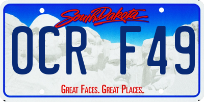 SD license plate 0CRF49