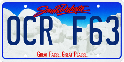 SD license plate 0CRF63