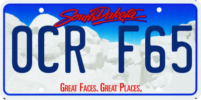 SD license plate 0CRF65