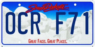 SD license plate 0CRF71