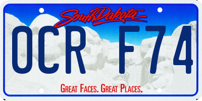 SD license plate 0CRF74