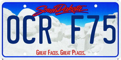 SD license plate 0CRF75