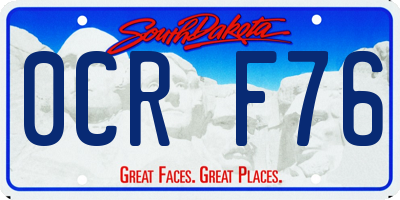 SD license plate 0CRF76