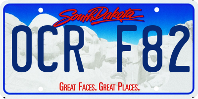 SD license plate 0CRF82