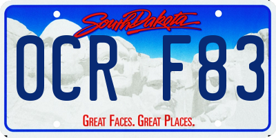 SD license plate 0CRF83