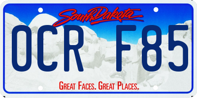 SD license plate 0CRF85