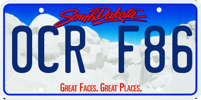 SD license plate 0CRF86