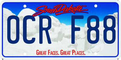 SD license plate 0CRF88
