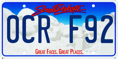 SD license plate 0CRF92