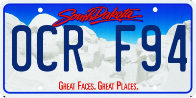 SD license plate 0CRF94