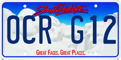 SD license plate 0CRG12