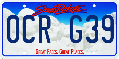 SD license plate 0CRG39