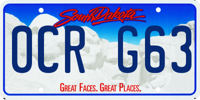 SD license plate 0CRG63