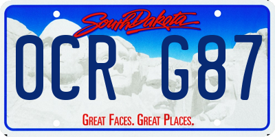 SD license plate 0CRG87