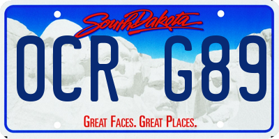 SD license plate 0CRG89